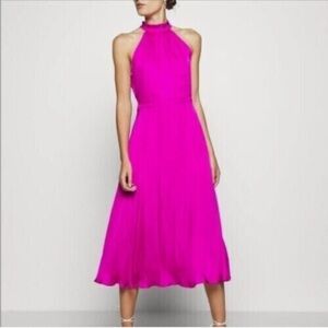 Banana Republic Soft Silk Satin Midi Dress Fuchsia Pink Size 4 Perfect Condition